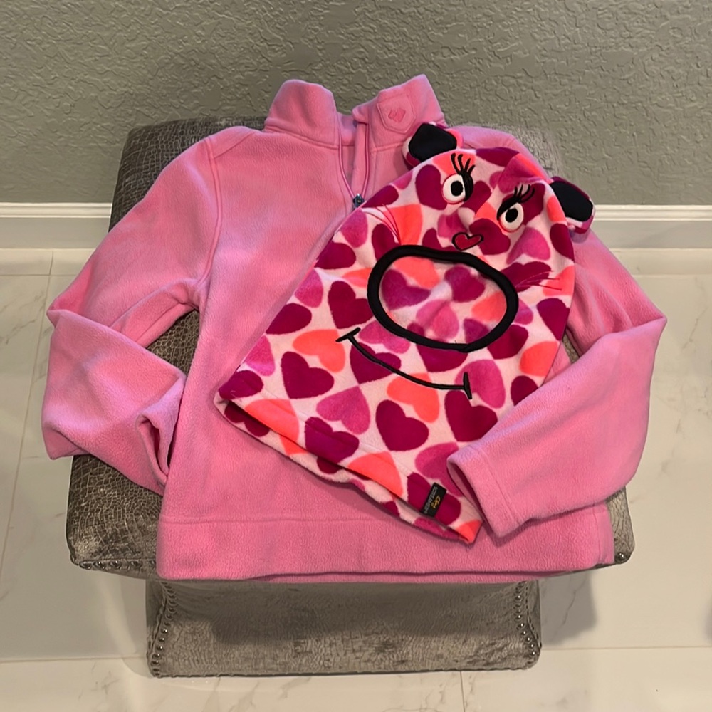 📌 SOLD📌Pink Obermeyer 1/2 zip sweatshirt and  face covering/warmer balaclava